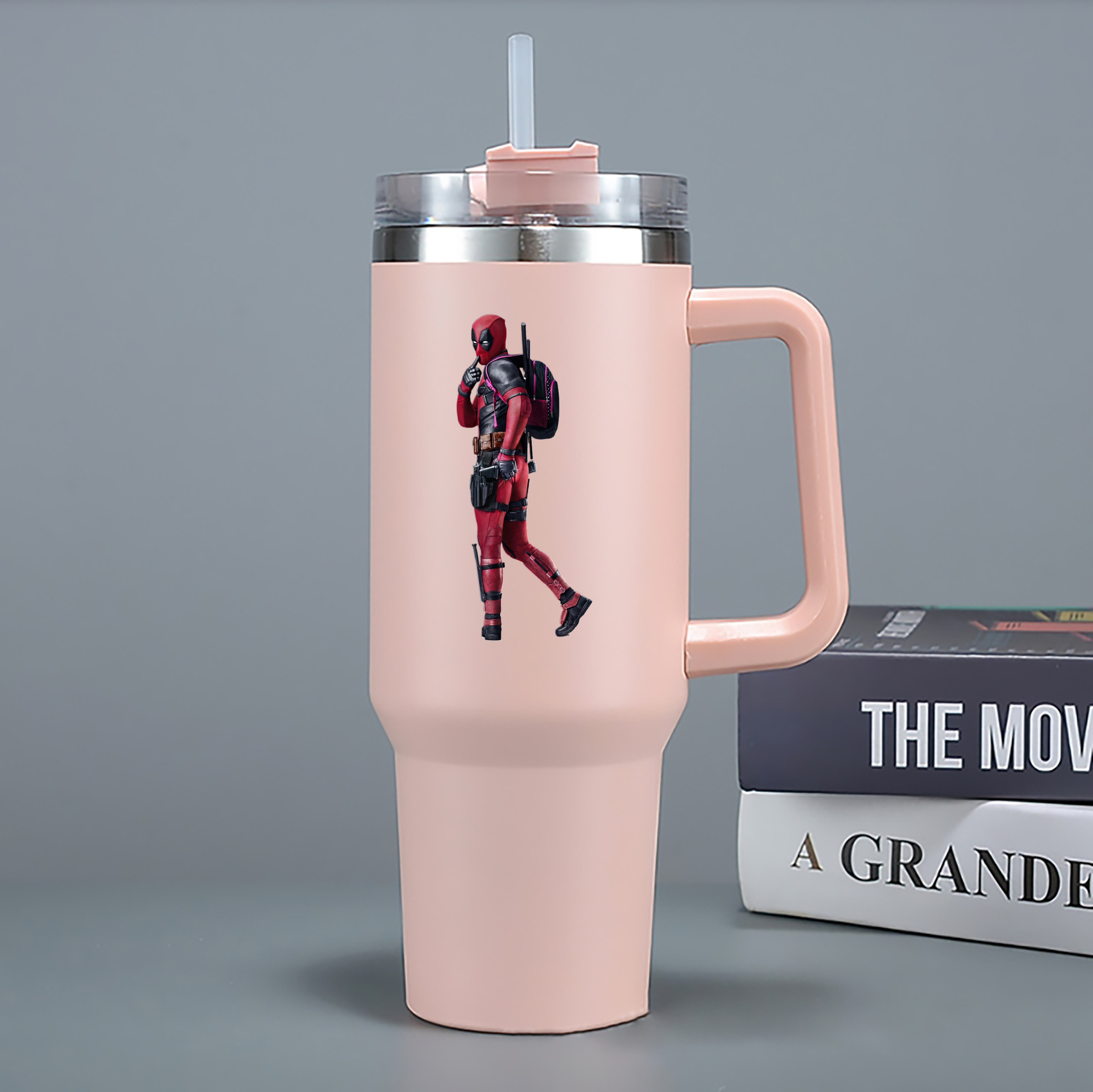 （画像用） Deadpool デッドプール 1200mL車用タンブラー - クリスタルステッカー（プラスチックストロー付き）